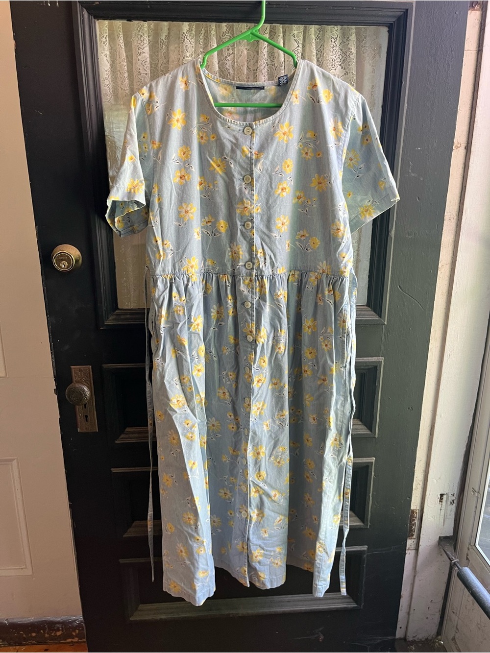 Karen Scott Light Blue Dress with Yellow Floral Print